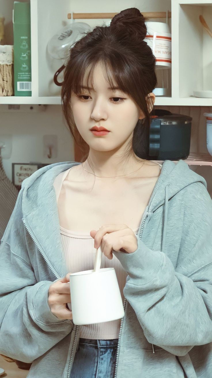 cute korean girl pic with mask