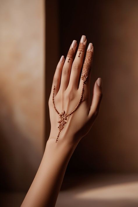 simple stylish back hand mehndi designs circle