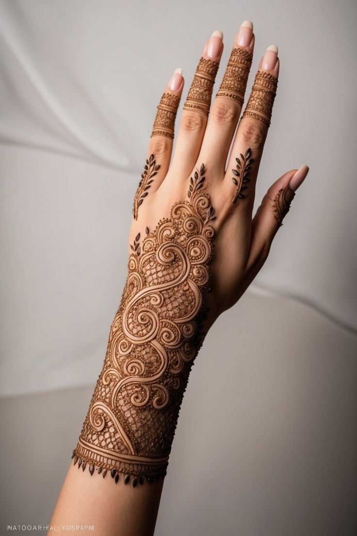 stylish back hand mehndi design bracelet